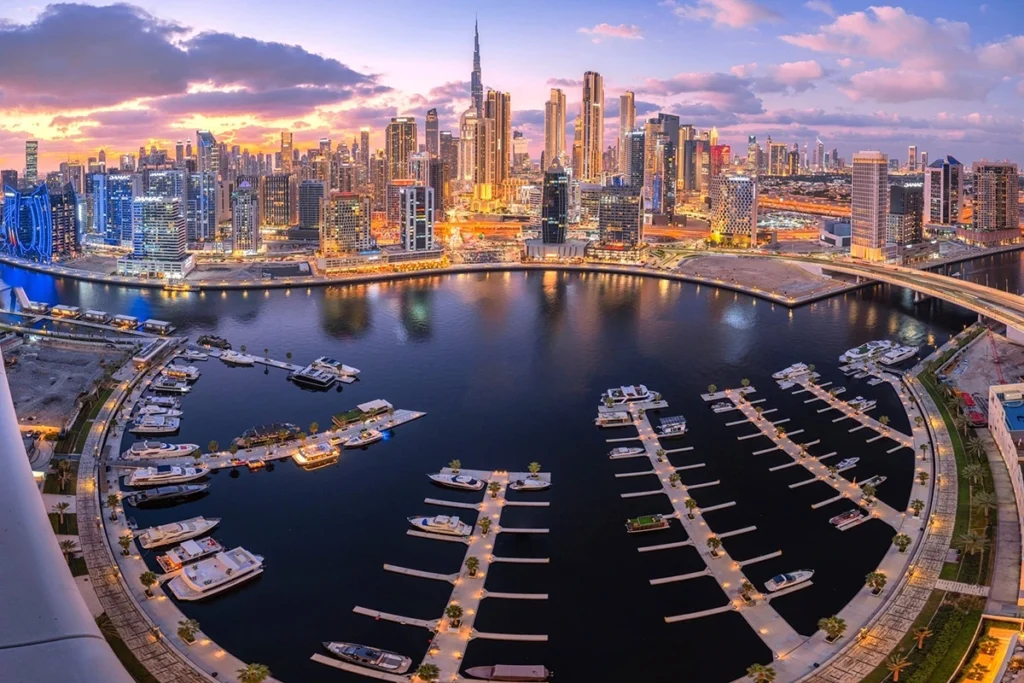 Dubai Real Estate lake and buildings